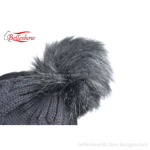 Hot sell long straight wig head Warm wool hat wig black woolen hat long straight hair Winter warm cap hair long straight hair